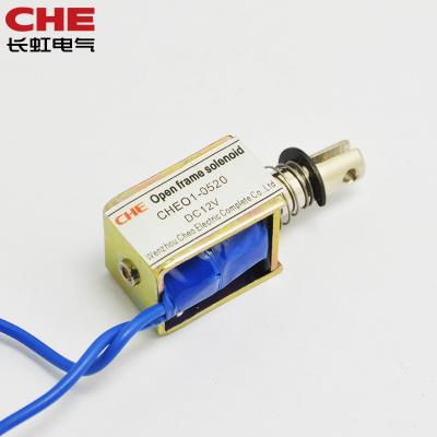 China CHEO1-0520 12volt DC Micro Coil 6mm Stroke Mini Electromagnet Linear Solenoid 20*16.5*13mm Micro Open Frame Micro Pull Push High Force for sale