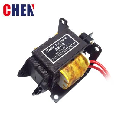 China AS-10 1.5kgf 14.7N Stroke 10mm AC Laminated Push Pull Type Electromagnet Solenoid 40*43.5mm for sale