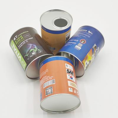 China Recycled Materials Custom Logo Printing Canisters Craft Compound Paper Canister For Motor Oil Roll Oil Gloss Oil for sale