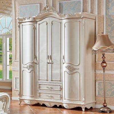 China European White Bedroom Fabric Design Style Solid Wood Wardrobe Closet Solid Wood Wardrobe for sale