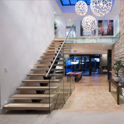 China Modern Contemporary Interior Stairs Wooden Staircase Steps With LED for sale