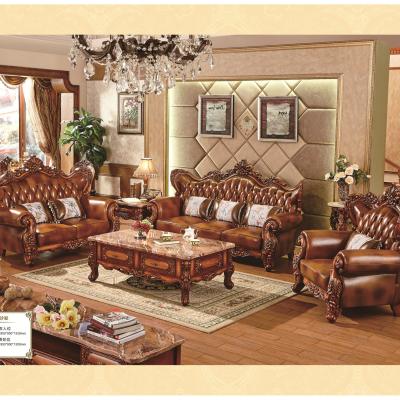 China European Classic Furniture Living Room Antique Leather Sofa for sale