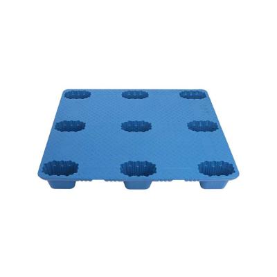 China Direct Selling HDPE Blue Flat Surface Pallet Box Blow Molding Folding Plastic Pallet for sale