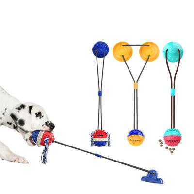 China Small Suction Dog Cup Suction Cup Tug Rubber Toy Interactive Pet Leakage Viable Food Ball Small Dog Chew Toys for sale