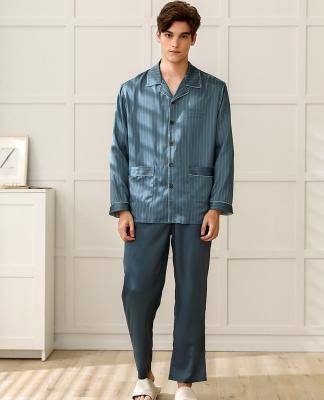 China Fashion QUICK DRY stripe nightgowns cotton men's home pajamas set sleepwear 2021 for sale