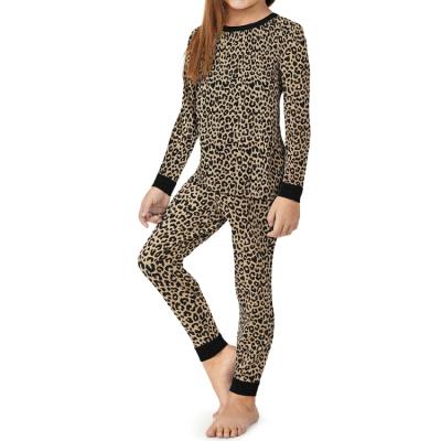 China Wholesale QUICK DRY Wholesale 2 Pcs Cute Leopard Sleepwear Kids Cotton Girls Pajamas Pajamas Set for sale