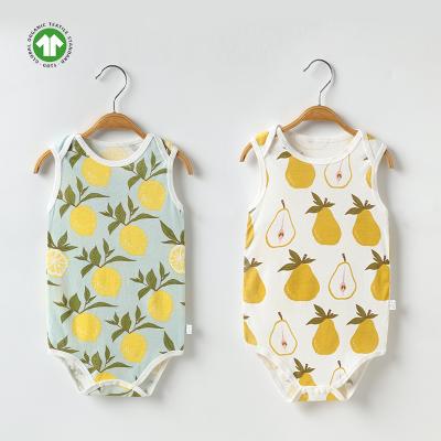 China Wholesale Baby Newborn Sleeveless One-Piece Jumpsuit Clothes Summer Sleveeless Pajamas Organic Cotton Romper for sale