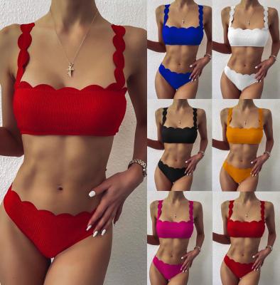 China Wholesale High Quality Cut Flower Bikini Two Piece Swimwear Seamless Bikini Women's Breathable Swimwear for sale