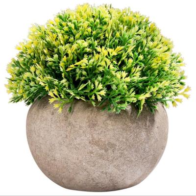 China 2021 hot sale potted retro bonsai plant beautiful home decorative artificial flower pastoral artificial grass for sale