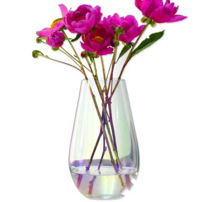 China Handmade Nordic Magic Color Vase Clear Glass Ins Plated Flower Arrangement Bottle Decoration Living Room Hydroponic Flower Vase for sale