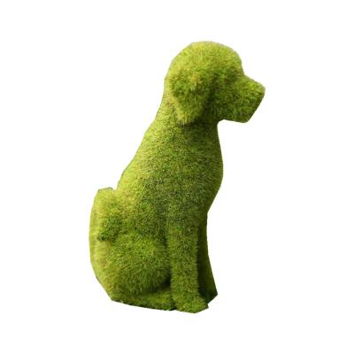 China Minimalist European-style outdoor green courtyard grass simulation flocking dog ornaments balcony garden window photography decoration for sale