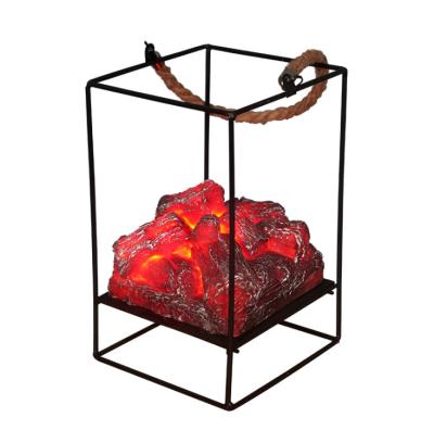 China European Creative Simulation Charcoal Flame LED Lamp Iron Decoration Christmas Halloween Stage Decorative Layout Props Home Decorati for sale