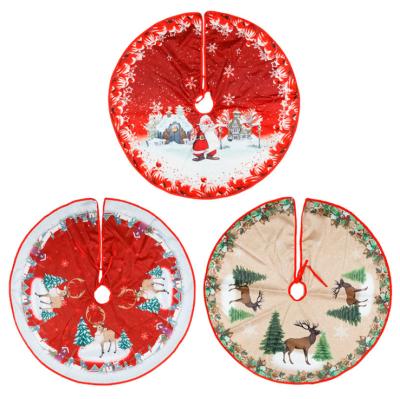 China New Festival Decoration Christmas Printed Tree Skirt 84cm Digital Printed Christmas Tree Apron Tree Decoration Home Bottom Props for sale