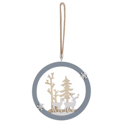 China Art Decor Simple Nordic Christmas Elk Hanging Home Decor Atmosphere Wood Circular Hanging Room Bedroom Decoration for sale