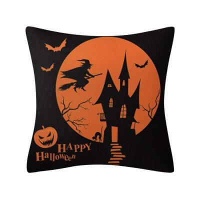 China 2021 Orange Halloween Home Decoration Pillow Cover Sofa Cushion Traditional Amazon Halloween Popular Canvas Pillow Cover Orange for sale