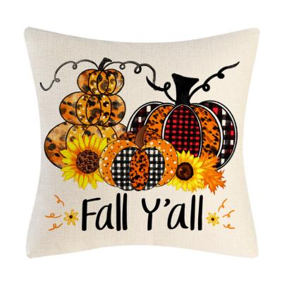 China New Thanksgiving Color Pumpkin Lattice Color Border Fall Home Decoration Pillow Traditional Pillow Case, Sofa Cushion Cover for sale