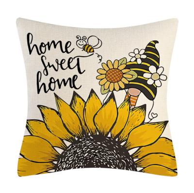 China Hot Selling Yellow Traditional Amazon Sunflower Summer Decoration Pillow Cover Border Home Cushion Cover Pillow Cover for sale