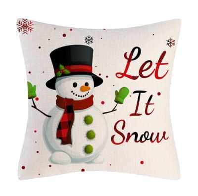 China New Black and Red Garland Design Snowman Christmas Lattice Pillow Case Amazon Home Decor Cushion Traditional Canvas Pillow for sale