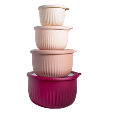 China 2021 Viable Popular 8 Piece Color Prep Bowls With Lids Nesting Small Plastic Mixing Bowl Set With Lids Salad Bowl for sale