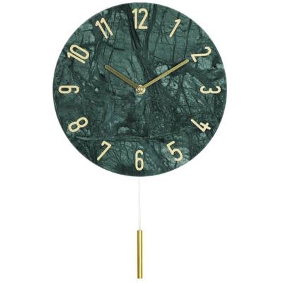 China Simple Modern Nordic Marble Antique Household Accessories Wall Clock Style Silent Clock For Wall Decoration for sale