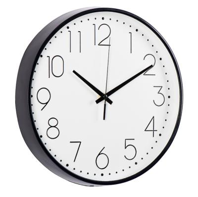 China Europe Classroom Home Decor Accessories Plastic Silent Wall Clock Simple 12 Inch Scale Three-Dimensional Digital Clock for sale