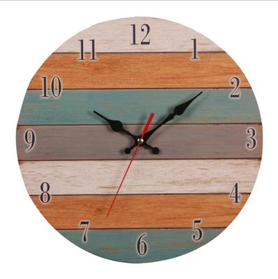 China 2021 Customized Creative European Pastoral Wooden Popular Modern Pastoral Style Craft Clock Bedroom Living Room Home Decor Wall Clock for sale