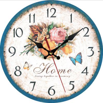 China 2021 Europe Product Popular European Creative Wooden Clock Decorative Creative Home Wall Clock Amazon Modern for sale