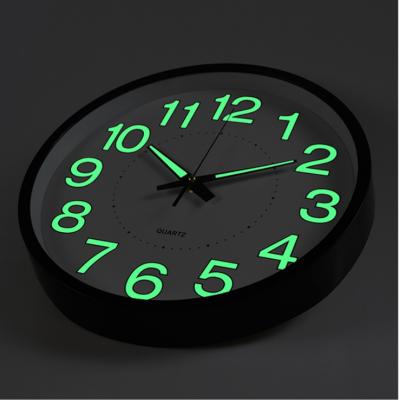 China FILE 2021 Hot Selling 12 Inch 30cm Customized Night Clock Light Luminous Mute Plastic Wall Clocks for sale