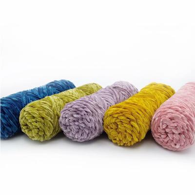 China Wholesale 100g Chunky Soft 1ply Polyester Chenille Velvet Viable Fancy Puffy 100% Yarn For Crochet Wool Milk Knitting Yarns for sale