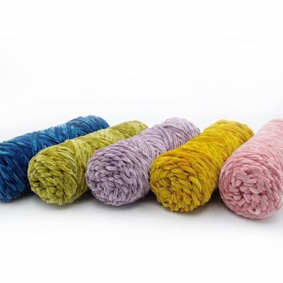 China OEM Bulk Price 100% Chunky Chunky Arm Hand Knit 1ply Polyester Multi Colors 100g Puffy Chenille Yarn For Crochet Knitting Yarns for sale