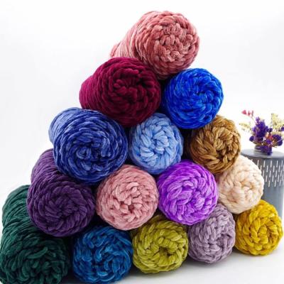 China 2021 viable new bulky 100% filament polyester velvet chenille yarn for hand knitting crochet for sale