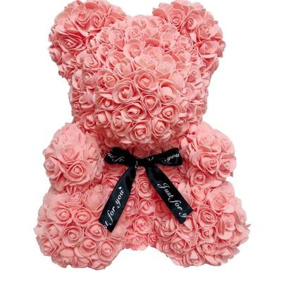 China Hot Sale 25cm Gift Soap Foam Bear Of Roses Support Artificial Flower For Women Rose Anniversary Christmas Valentines Gift Artificial for sale