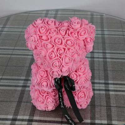 China Custom Gift DIY PE Foam Valentine Day for Girlfriend Women Wife Mother's Day Gift Artificial Flower Teddy 25cm Rose Bear for sale