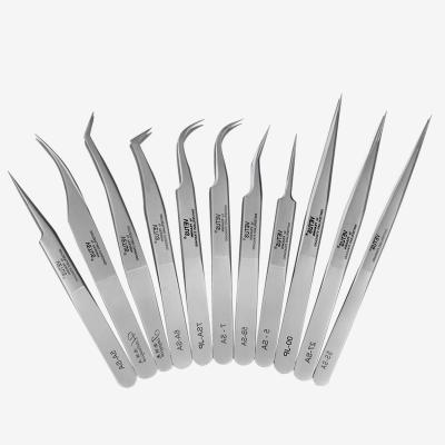 China Thin professional straight tweezers for eyelash extensions for sale