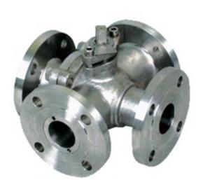 China 4 Way Flanged Ball Valve, Cast Steel Valve,PN16,ANSI 150LB,Lever operated for sale