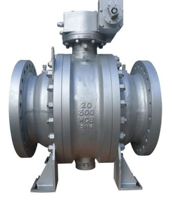 China 20 Inch 3PC Trunnion Type Ball Valve Fire Safe Design ANSI300LB API6D A216WCB for sale