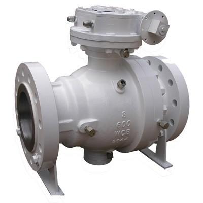 China Full Port 2PC Trunnion Mounted Ball Valve 10 Inch Flange End With Worm Gear for sale