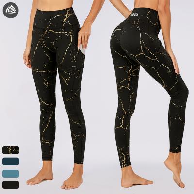 China Antibacterial IN RUNNING Activewear Women Tanning Sports Lift Up Leggings Full Print Yoga Pants High Waist Workout Leggings With Pockets for sale