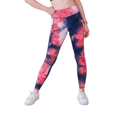 China Women Yoga Tie Dye Breathable Custom Size High Waisted Gaiters Running Tie Dye Pants Gaiters Gym Wear for sale