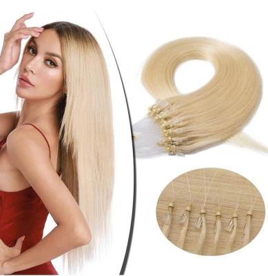 China Body Wave 60# Platinum Blonde Pearl Hair Extensions Micro Remy Micro Loop Human Hair Straight Micro Ring Extensions for sale