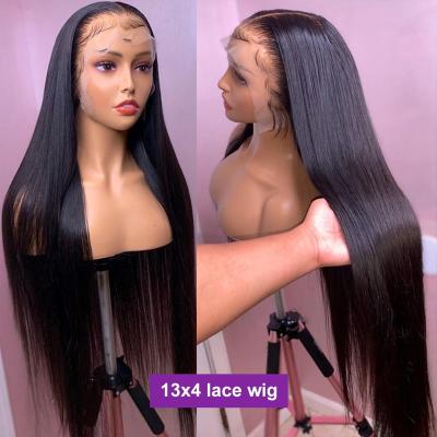 China Body Wave 150 180 13x4 Lace Front Human Hair Invisible Transparent Bleached Pre Plucked Brazilian Straight Hair Wigs Natural Color Wigs for sale