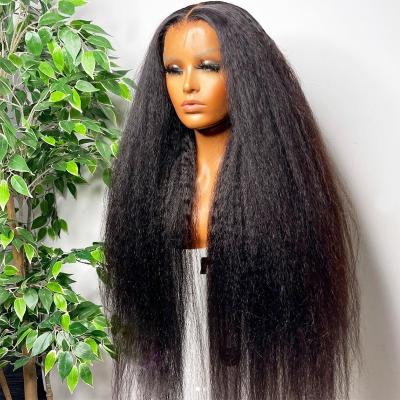 China 4*4 13*4 13*6 Lace Front Wig Kinky Straight Virgin Soft Smooth Thick Hair Pre Plucked Wigs 180% Density for sale