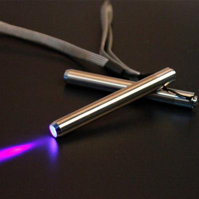 China Industrial Stainless Steel Mini Flashlight Led 365/395 Ultra Small Battery Violet Light AAA UV Torch Flashlight for sale