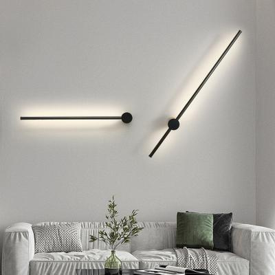 China Modern simple design wall lamp bedroom background decor desk long line modern bedside read light up line LED wall lamps for sale