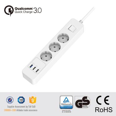 China For Desktop TV EU Power Strip With AC 3 Fold And Fast Charge 3.0 USB Port With GS Certified for sale