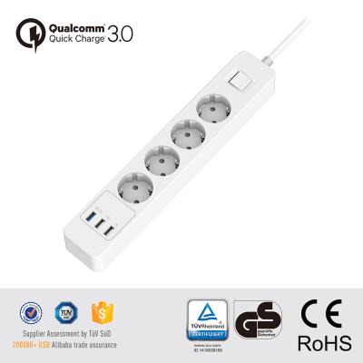 China For TV Surge Protector EU Plug Extension Power Power Band 3 Port USB Charger 3 Multi Pin Socket for sale