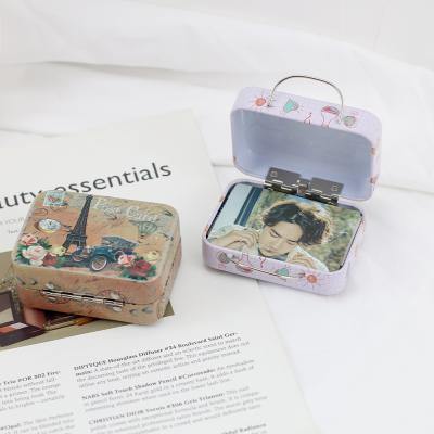 China Mini Suitcase Storage Tin Box durable for candy box/jewelry box/1 and 2 inch portrait photo for sale