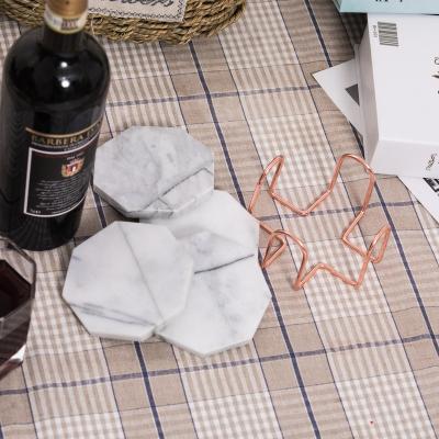 China Durable Hexagonal Cup Marble Postmodern Marble Carpet Coasters Waterproof Place Mat for sale