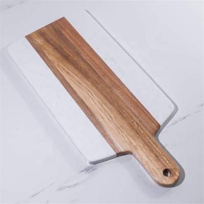 China Sustainable Hot Selling Marble And Splicing Marble Cheese Bread Cutting Board Wooden Dish for sale