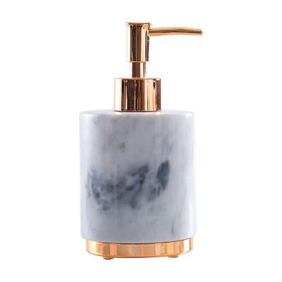 China OEM Sustainable High End Atmosphere White Marble Bathroom Set With Gold Edge For Hotel for sale